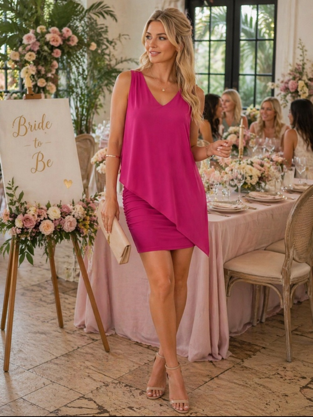 Last Tango  Pink Asymmetric Mini Dress